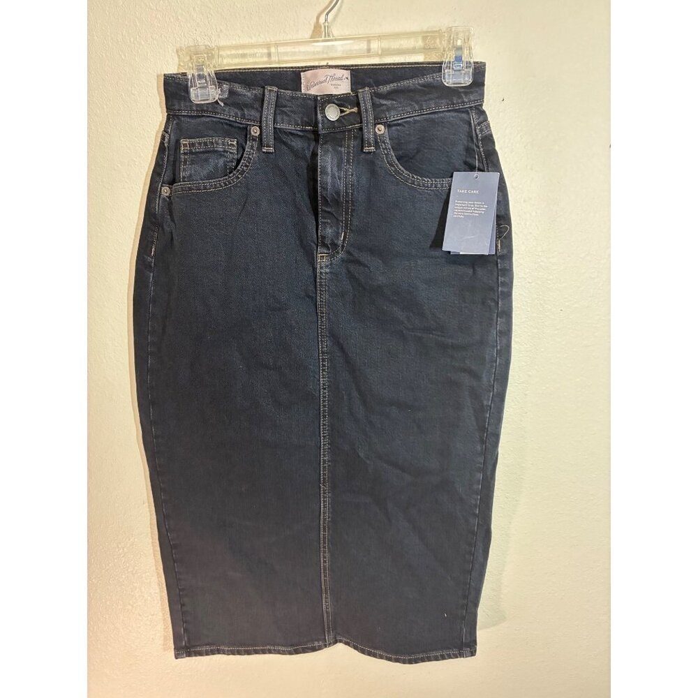 NWT Universal Thread Maxi Pencil Skirt Denim Blue Jean Dark Wash Size 0